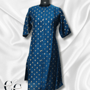 Peacock Blue Silk cotton A line Umbrella kurti