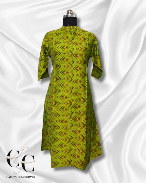 Green Silk Cotton A-Line Umbrella Kurti