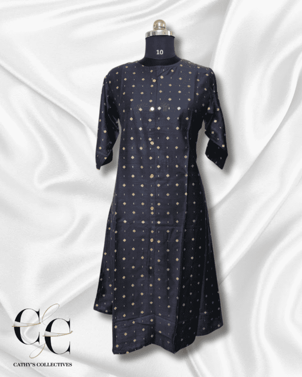 Gray Silk Cotton A-Line Umbrella Kurti