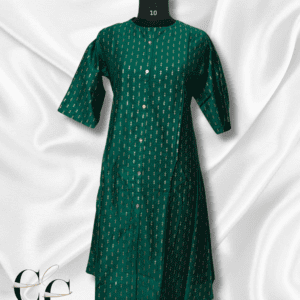 peacock  Green Silk Cotton A-Line Umbrella Kurti
