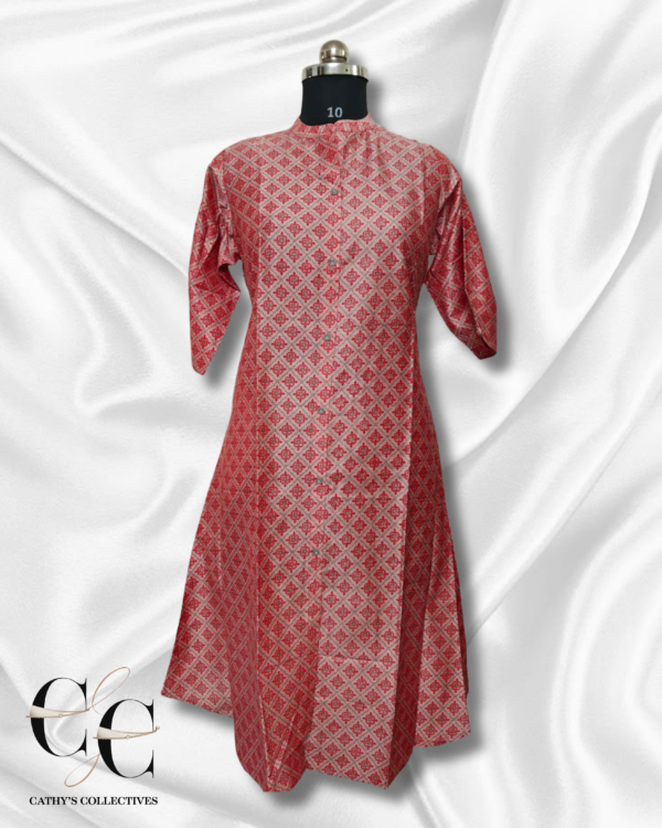 Baby pink Silk Cotton A-Line Umbrella Kurti