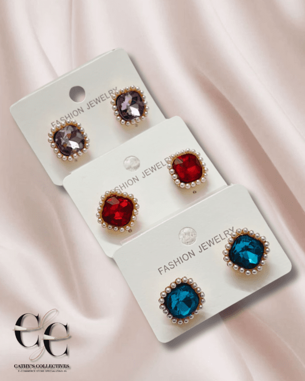 Stylish Stone with Pearl Combo earrings