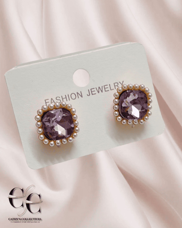Stylish Stone with Pearl Combo earrings - Image 2