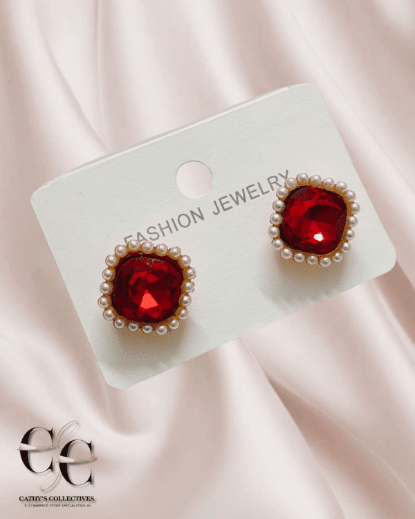 Stylish Stone with Pearl Combo earrings - Image 3