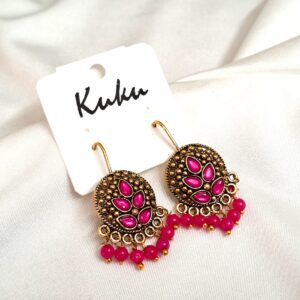 Trendy Pink color German Silver Earrings
