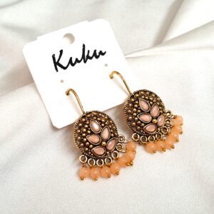 New Trendy Light Orange Color German Silver Earring