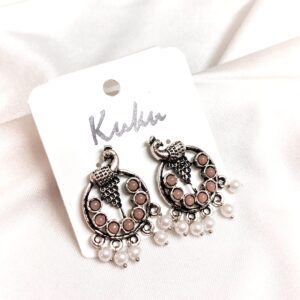 CC Trendy Peach color Peacock German Silver Earring