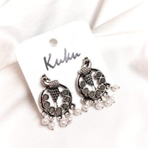 CC Trendy Grey color Peacock German Silver Earring