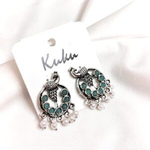 CC Trendy Light Blue color Peacock German Silver Earring