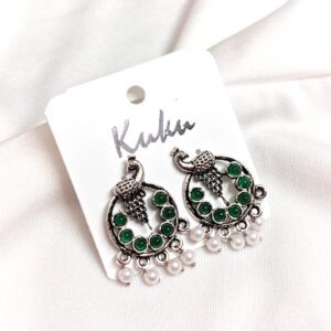 CC Trendy Green color Peacock German Silver Earring