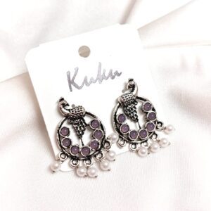 CC Trendy Lavender color Peacock German Silver Earring