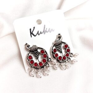 CC Trendy Red color Peacock German Silver Earring