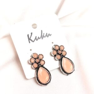 CC Trendy Light Orange Color German Silver Earring