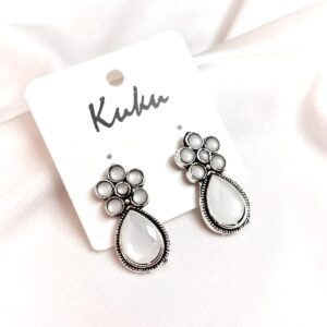 cc Trendy White Color German Silver Earring