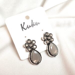 CC Trendy Grey Color German silver EarrinG
