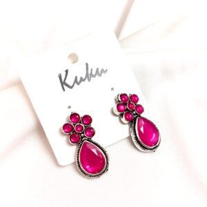 CC Trendy Pink Color German Silver Earring