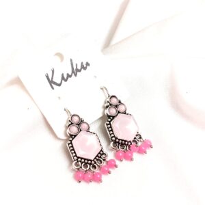 CC Trendy Baby Pink Color German Silver Earring