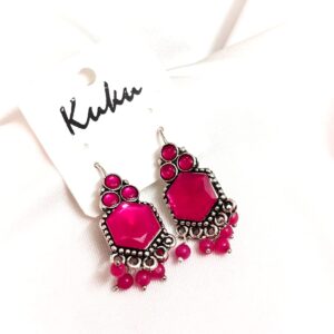 CC Trendy Pink Color German Silver Earring