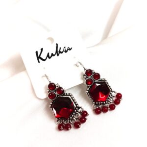 CC Trendy Maroon Color German Silver Earring