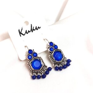 CC Trendy Royal Blue Color German Silver Earring