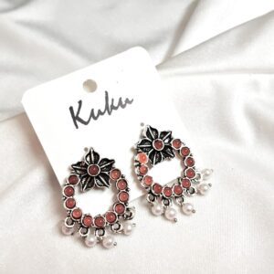 CC Trendy Peach color Floral German Silver Earring