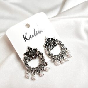 CC Trendy Grey color Floral German Silver Earring