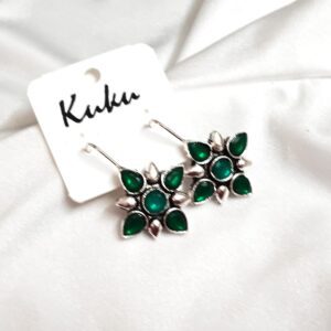 CC Trendy Green Color German Silver Earring