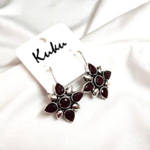 CC Trendy Maroon Color German Silver Earring