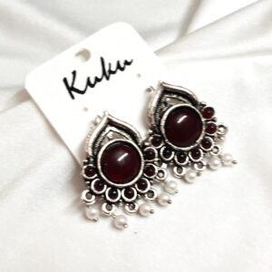 CC Trendy Maroon color German Silver Earring