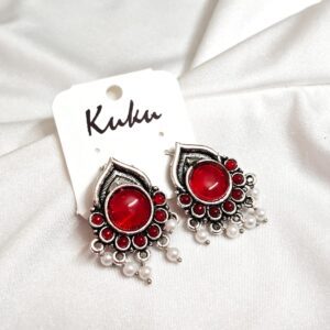 CC Trendy Red color German Silver Earring