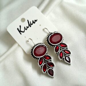 CC Maroon color Trendy German Silver Earring