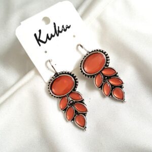 CC Orange color Trendy German Silver Earring