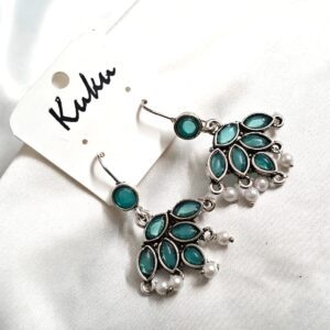 CC Trendy Blue Color German Silver Earring