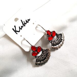 CC Trendy Red Color German Silver Earring