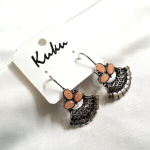 CC Trendy Light Orange Color German Silver Earring