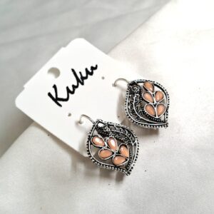 CC Trendy Light Orange Color German Silver Earring