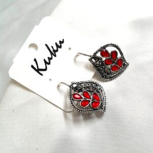 CC Trendy Red Color German Silver Earring