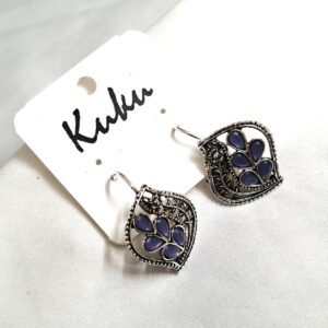 CC Trendy Navy Blue Color German Silver Earring