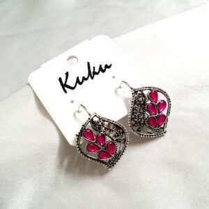 CC Trendy Pink Color German Silver Earring
