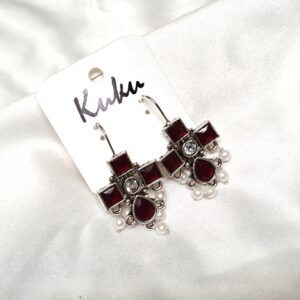CC Trendy Maroon color German silver Earring