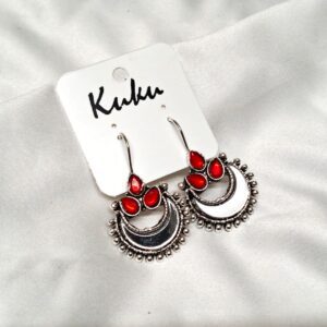 CC Trendy Red color German silver Earring