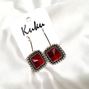 CC Trendy Red color German silver Earring