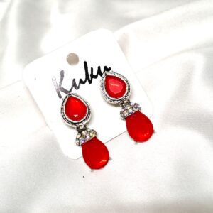 CC Trendy Red color German silver Earring