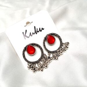 CC Trendy Red color German silver Earring