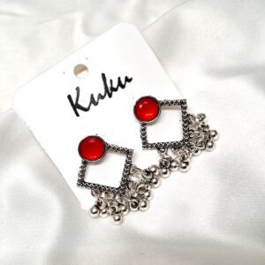 CC Trendy Red color German silver Earring