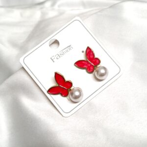 Trendy Red Color Butterfly Korean Earring