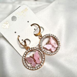 Trendy Pink Color Butterfly Korean Earring