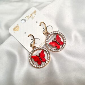 Trendy Red Color Butterfly Korean Earring