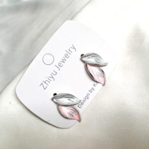Trendy Pink Color Leaf Korean Earring