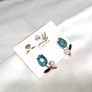 Trendy korean Tulips Earring with White Bead